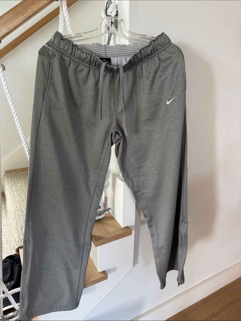 Nike Gray Women's Track Joggers with White Swoosh